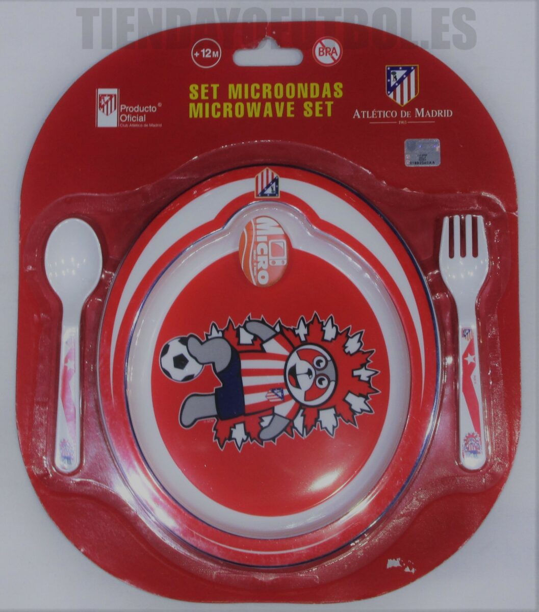 Conjunto oficial Vajilla infantil 3 piezas Atletico Madrid set microondas