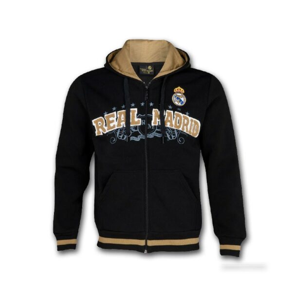 Sudadera negra Real Madrid con capucha y cremallera