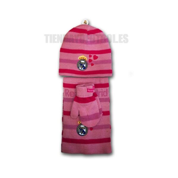 Bufanda ,gorro y manopla" rosa" Real Madrid