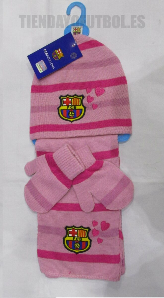 Bufanda, gorro y manopla FC Barcelona "rosa!