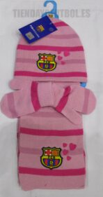 Bufanda, gorro y manopla FC Barcelona "rosa!