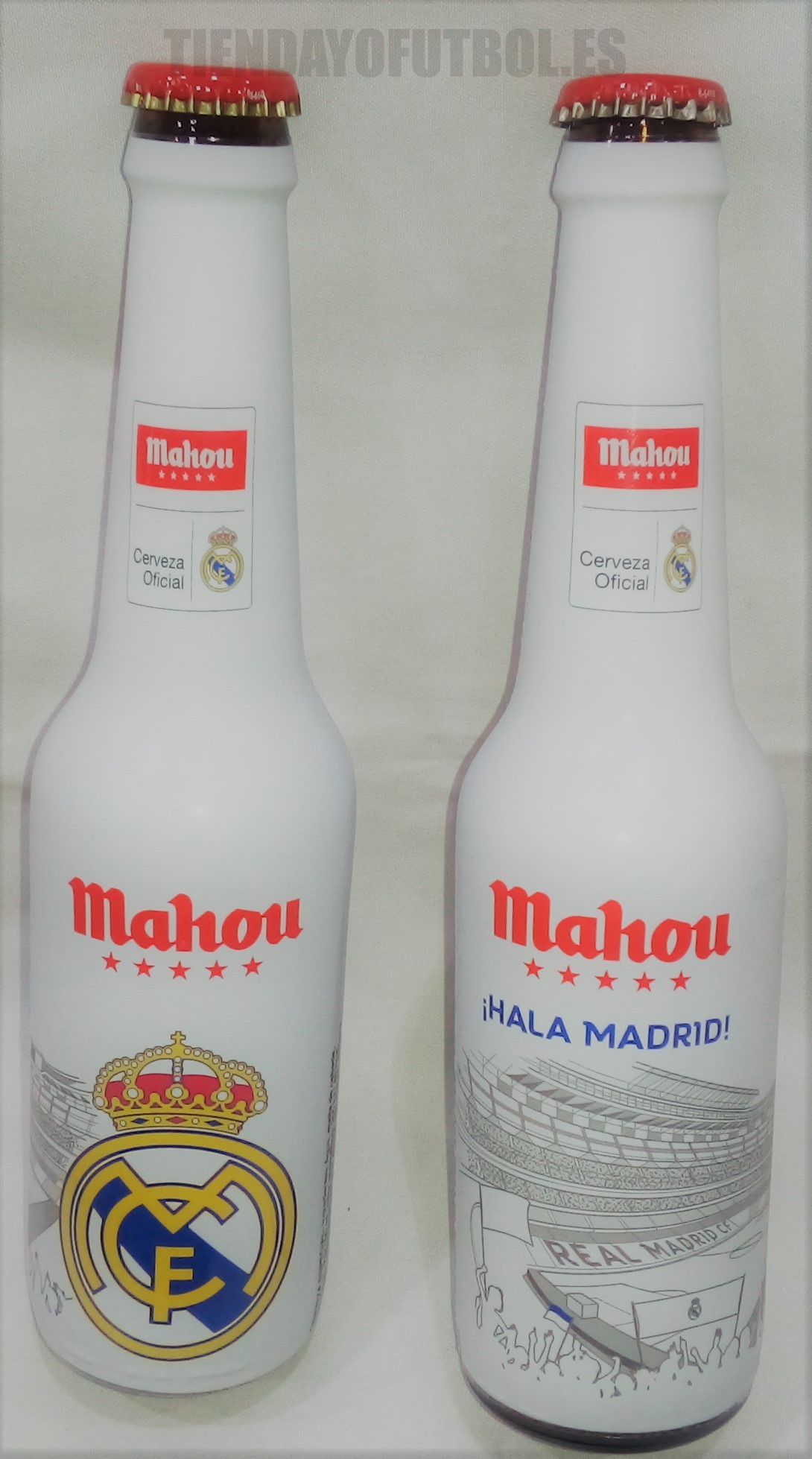 Botella cerveza Mahou Real Madrid - Tienda Yo Futbol